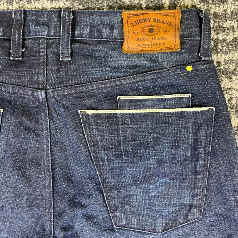 Lucky Brand 121 Heritage Slim Jeans Mens 32x32 Dark Indigo Denim Button Fly - Picture 3 of 14